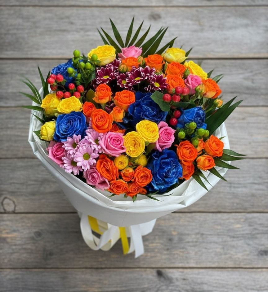 Букет цветов из: Розы и Хризантемы в Сибирском