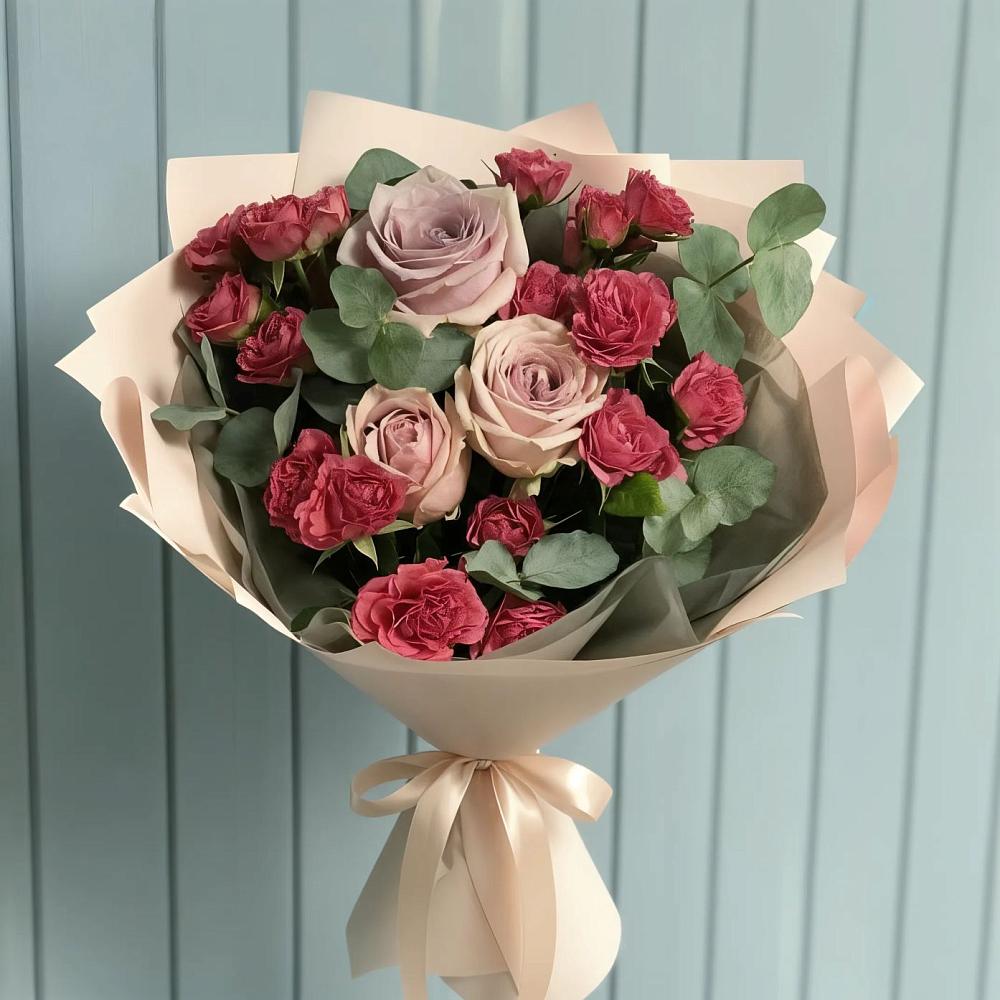 Букет цветов из: Гвоздики и Розы в Сибирском