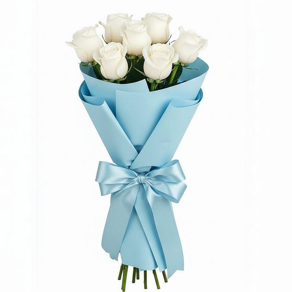 Букет 7 белых роз Проуд в Сибирском