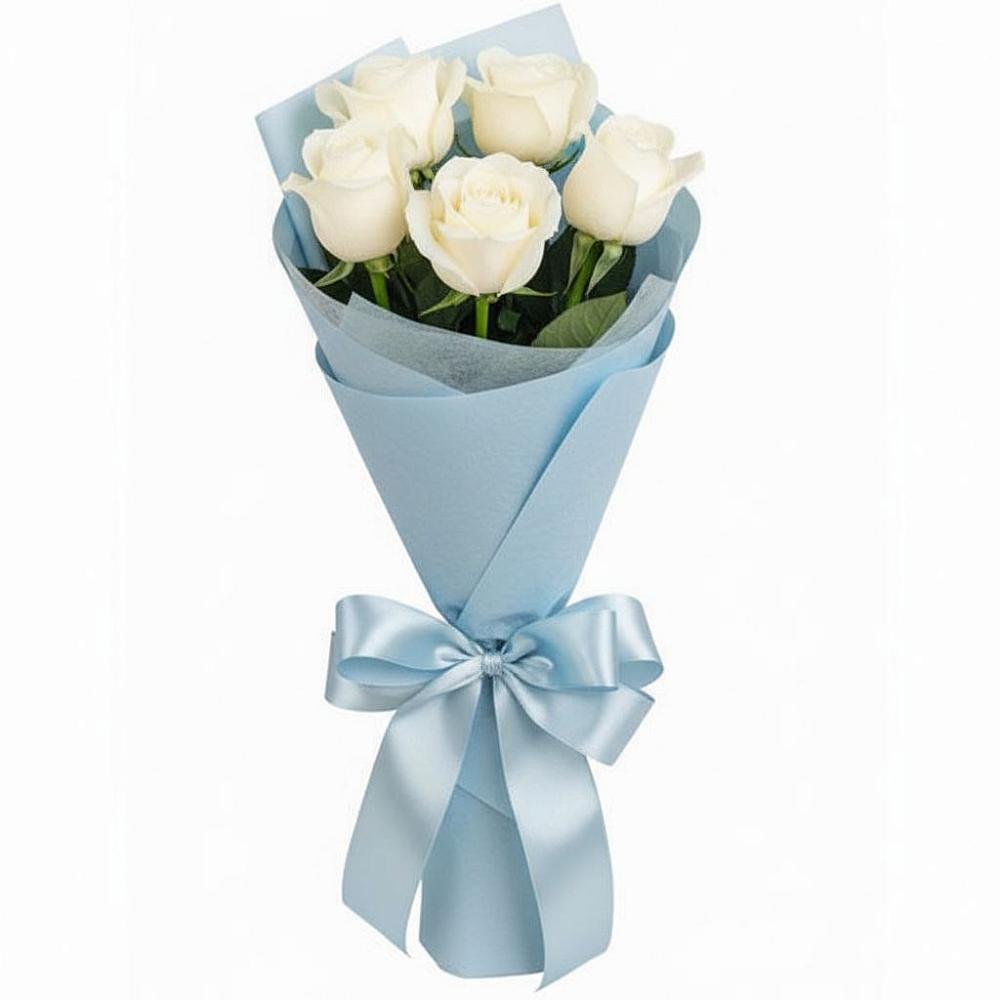 Букет 5 Белых роз Проуд в Сибирском