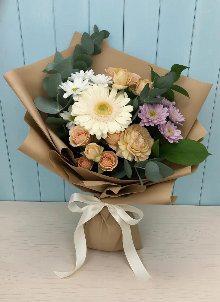 Букет цветов из: Герберы и Хризантемы в Сибирском